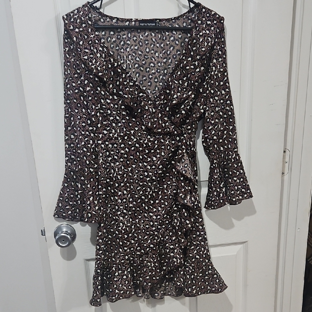 Pretty Little Tging Leopard Print Long Sleeve Dress Size 10